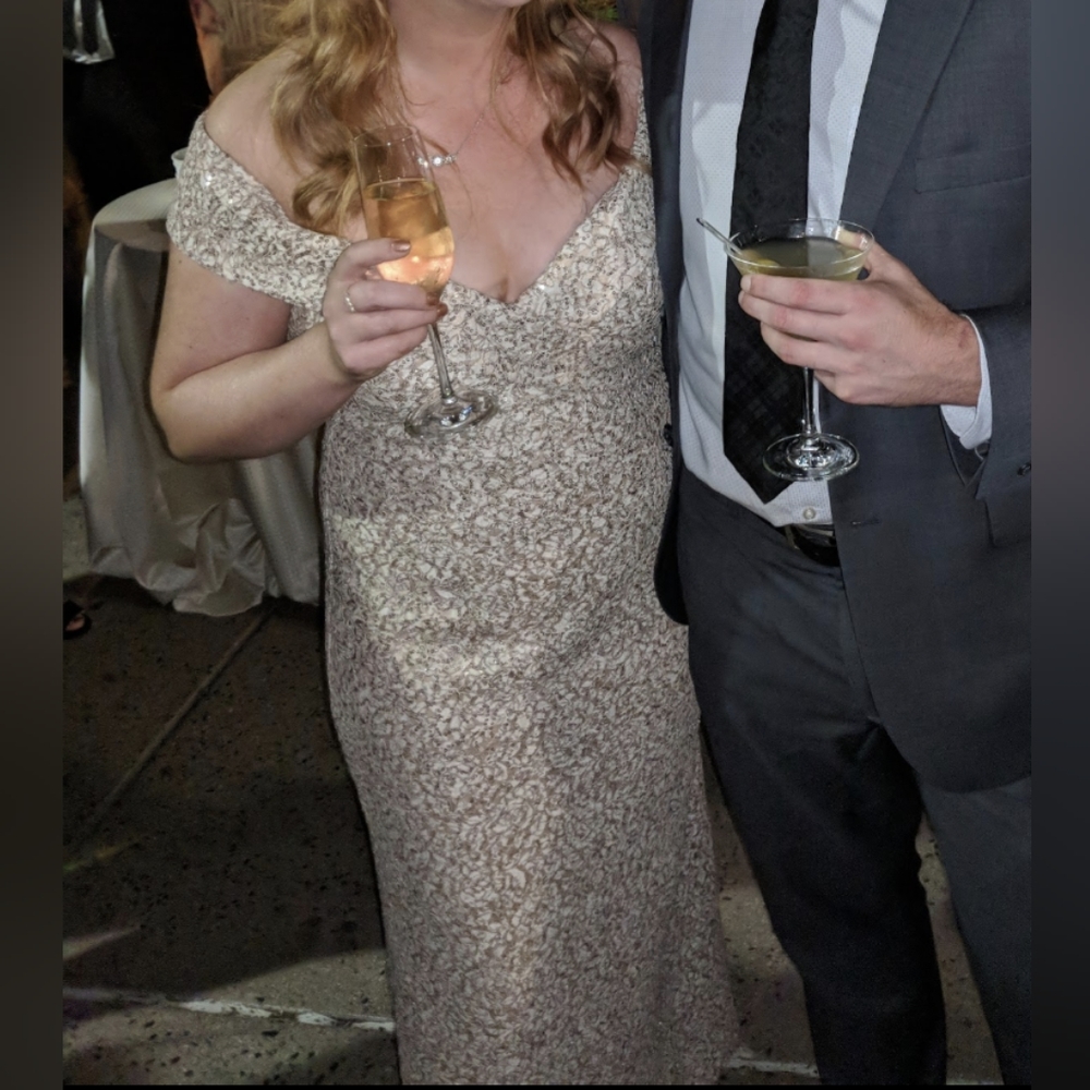 Vince Camuto Off the Shoulder Sequin & Lace Gown, Worn Only Once - 10 - Picture 6 of 7